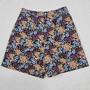 Vintage Bechamel High-Waisted Pleated Floral Shorts